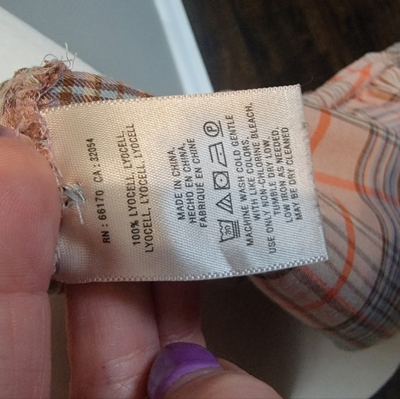 Anthropologie Holding Horses plaid peach wrap top, size 2 - Picture 6 of 6
